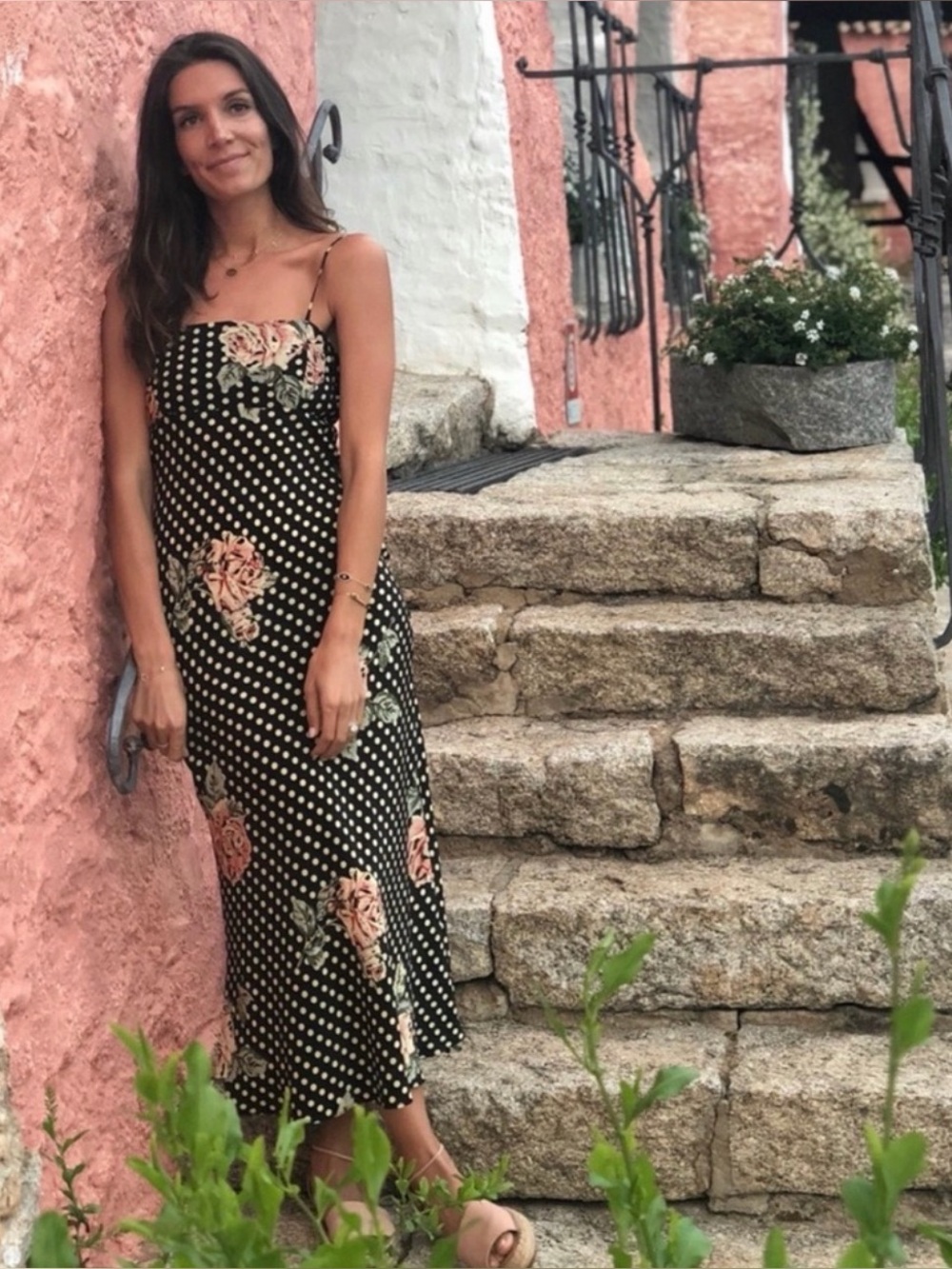 STONE COLD FOX CALVIN ROSE POLKA DOT DRESS